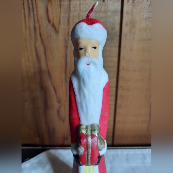 Vintage Christmas Candles Tall Santa Holding Tree Present Sack of Gifts - Picture 8 of 16